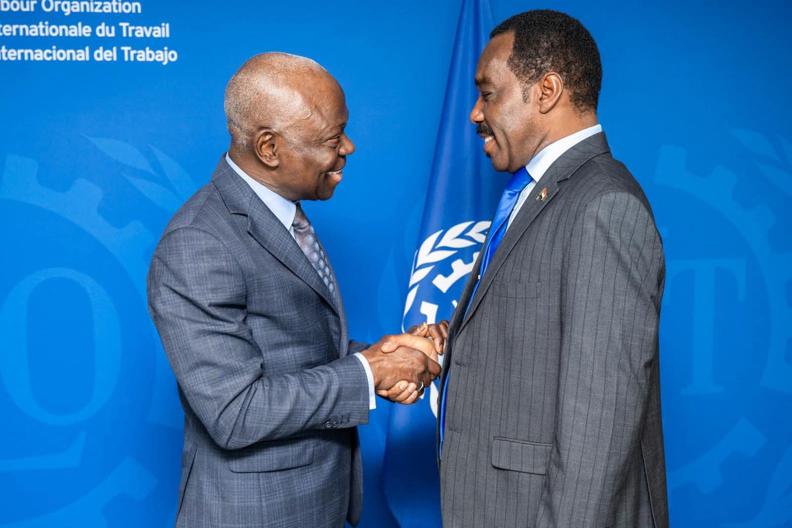 وزير الموارد البشرية والرعاية الاجتماعية يلتقي بالسيد جيلبرت هونغبو المدير العام لمنظمة العمل الدولية